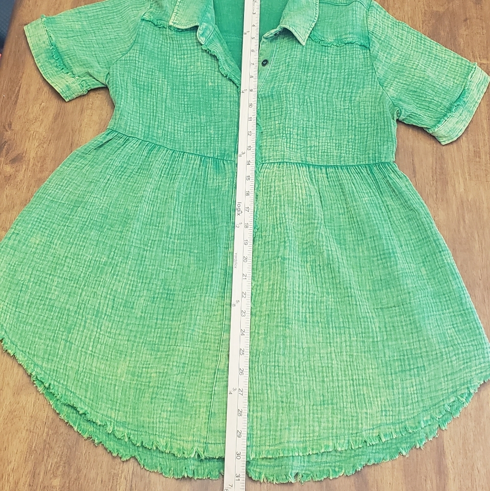 Umgee Lime Green Button-Down Oversized Babydoll T… - image 2